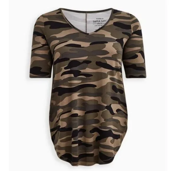 Torrid Camo Favorite Tunic Super Soft V-Neck Tunic Tee Size M NWT - Picture 4 of 5